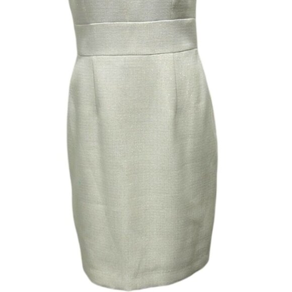 Tahari Ivory Gold Shimmer Sheath Dress Size 8 - Picture 11 of 13